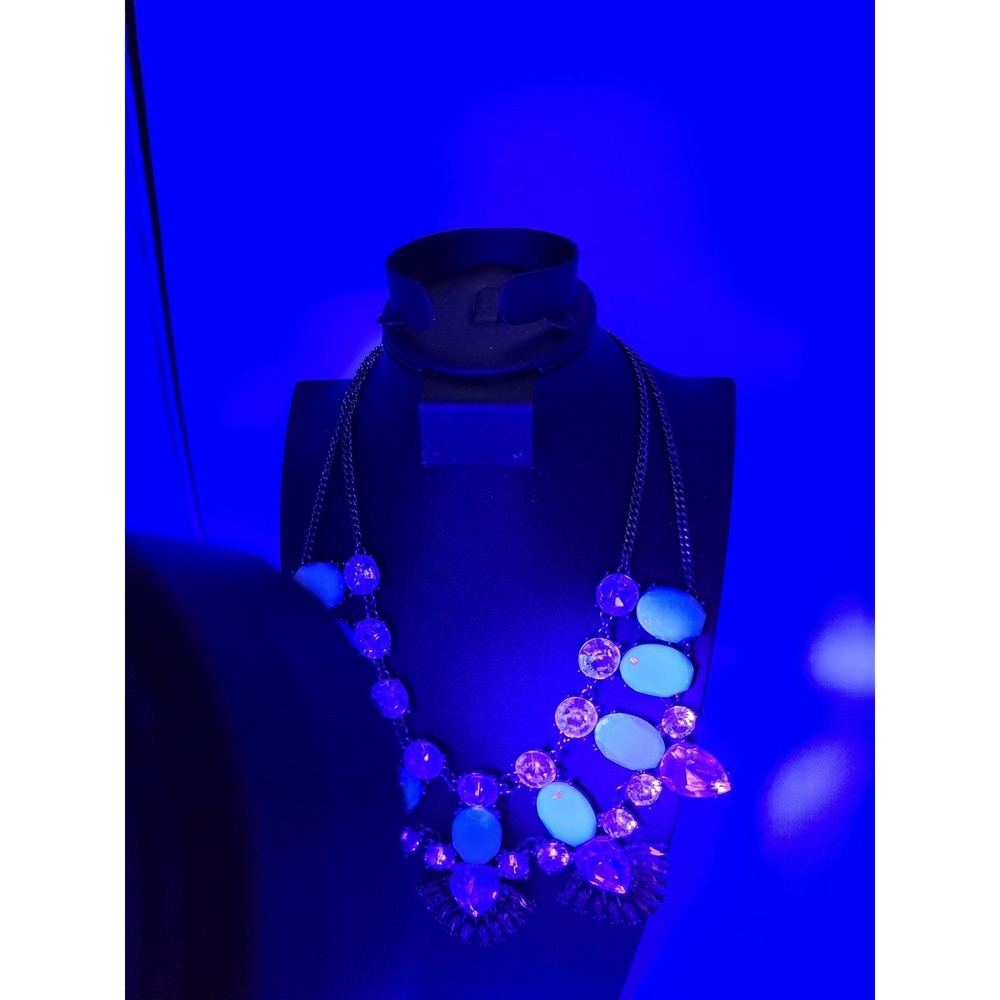 Statement Bib Necklace Multi-Color Rhinestone & Cabochon Fashion Jewelry - Picture 12 of 16